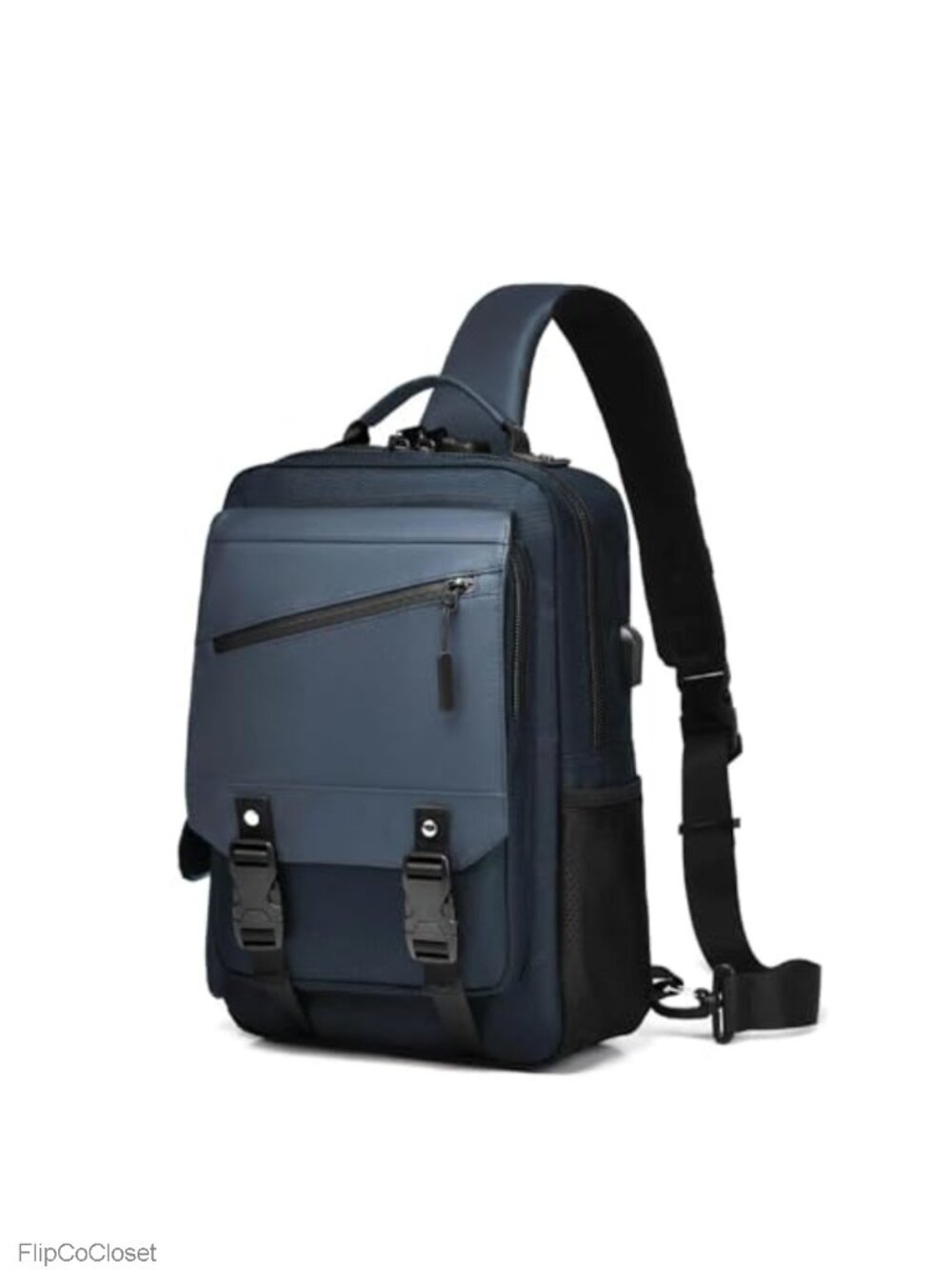 Anti Theft Sling Crossbody Bag Large Capacity Fits 15.6" Laptop USB Port